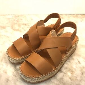 Cole Haan Cloud Vero Tan Espadrille Leather SlingBack Wedge Sandal -New